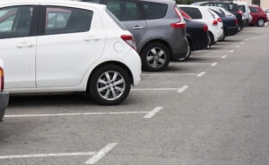 rental cars in a parking lot