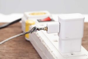 frayed electrical cord