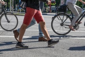 pedestrians crossing the street