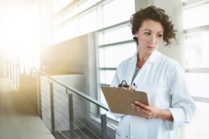 female doctor looking worried