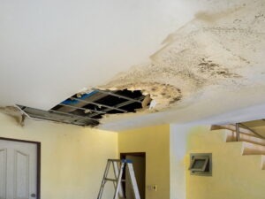 ripped-up ceiling