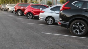 side view of a parking lot
