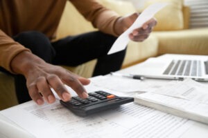black man doing finances