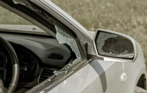 car with broken window