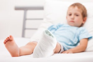 child with broken foot
