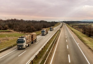 loaded trucks on highway