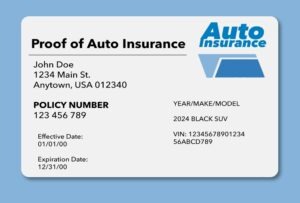 mock-up of driver insurance card